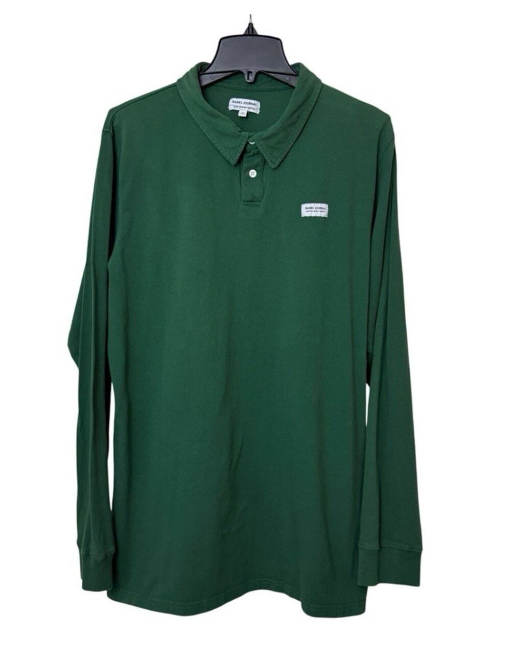 Banks Journal Men’s Long Sleeve Polo Shirt Green‎ 100% Organic Cotton XL